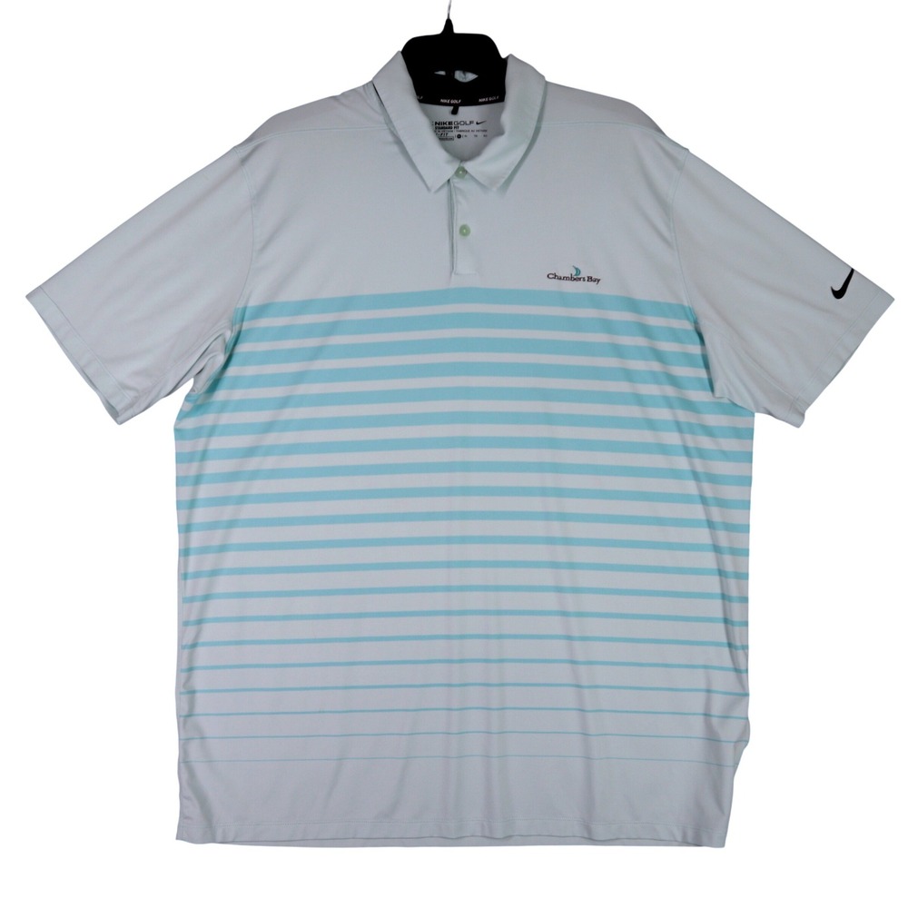 Chambers Bay Nike Golf Performance Polo Shirt Mens XL Striped Dri-FIT Athletic